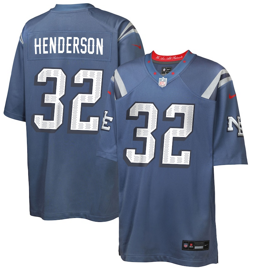 Youth New England Patriots #32 Henderson Nike 2025 Rivalries blue Limited Jersey